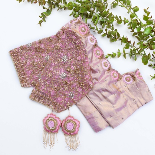 Lavender hand embroidery bridal blouse Stitching