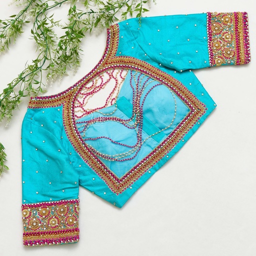 Like a mermaid bride in this stunning aqua blue bridal blouse Stitching