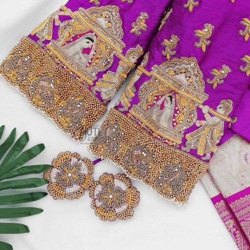 Magenta palanquin bridal blouse Stitching