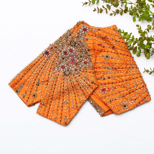 Mango Orange Embroidery Blouse Stitching