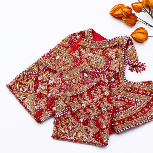 Maroon Floral bridal blouse Stitching