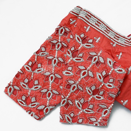 Maroon Lotus cutwork blouse Stitching