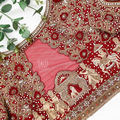 Maroon Palanquin full work bridal blouse Stitching
