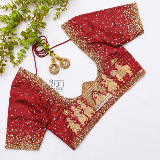 Maroon Stardust and Palanquin Blouse Stitching