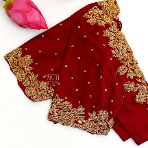 Maroon creeped bridal blouse Stitching