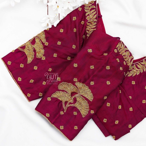 Maroon motif bridal blouse Stitching