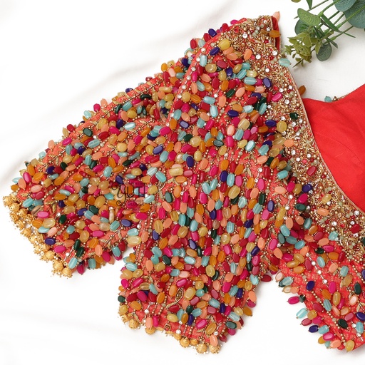Multicolor Gem hangings blouse Stitching
