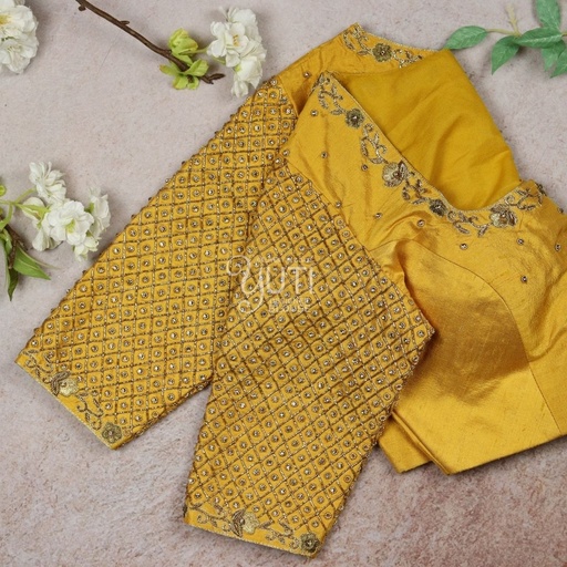 Mustard mini diamond checks Design Stitching