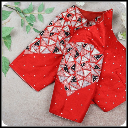 Orange Geometrical design  Stitching