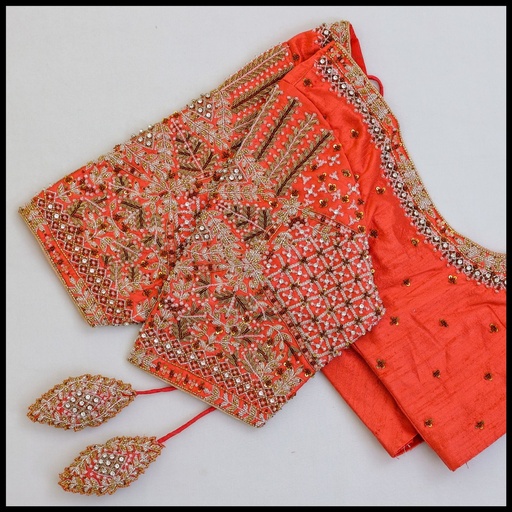 Orange bridal design blouse Stitching