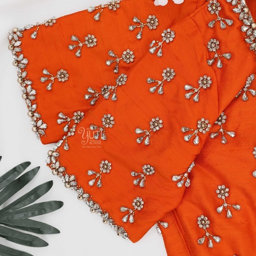 Orange floral bridal blouse Stitching