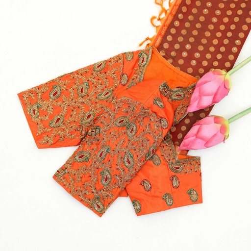 Orange mango design blouse Stitching