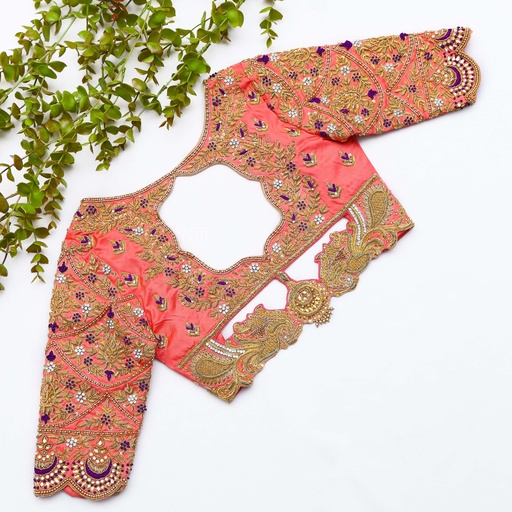 Our Light Carmine Pink Bridal Blouse Stitching