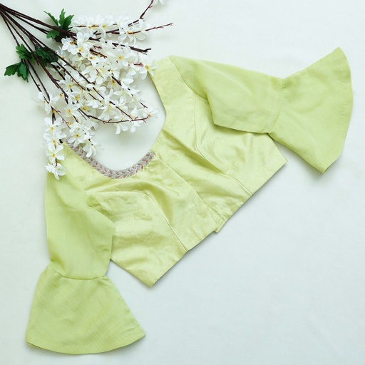 Pale Olive Embroidery Blouse Stitching