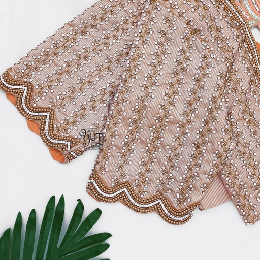 Peach Lines stones Designer blouse Stitching