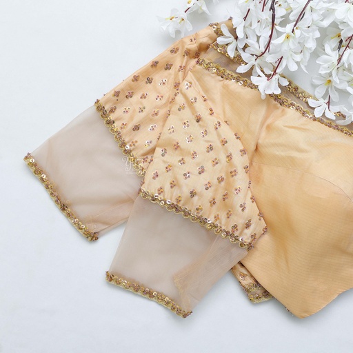 Peach Orange hand embroidery blouse Stitching