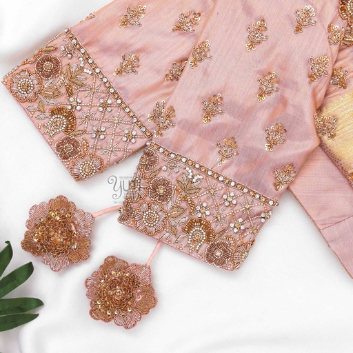 Peach floral border design Stitching