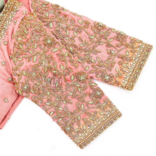 Peach floral bridal blouse Stitching