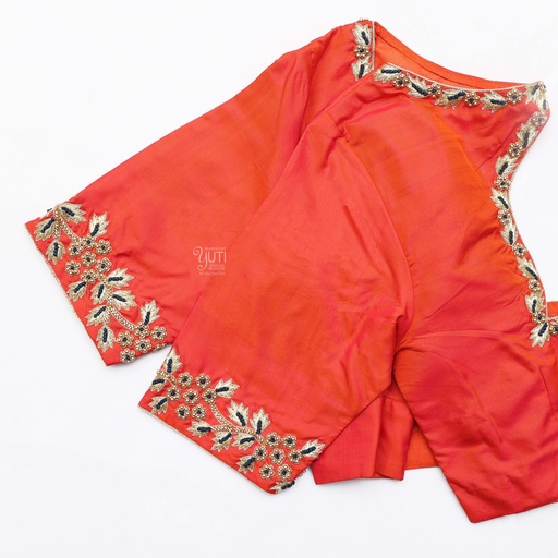 Perfect and modern Portland Orange Bridal Blouse Stitching