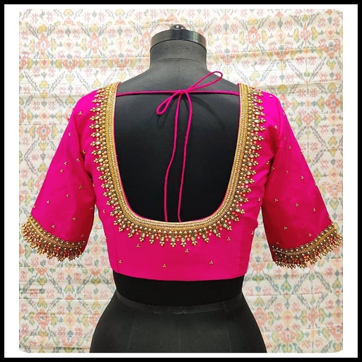 Pink  Kundan with Hangings Design Stitching