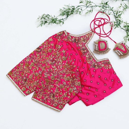 Pink  embroidery blouse Stitching