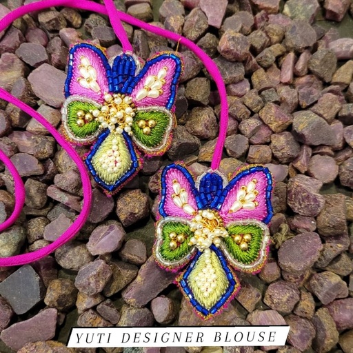 Pink Butterfly Tassel Stitching