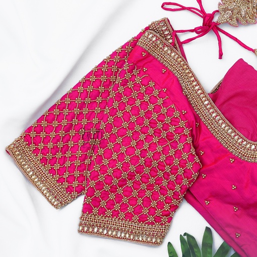 Pink Checks Design Stitching