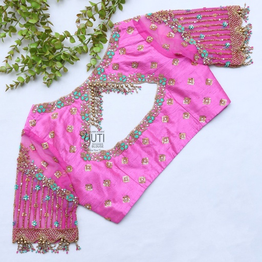 Pink Floral Bridal Design Stitching