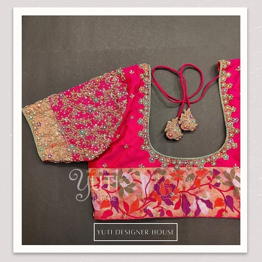 Pink Floral bridal Design Stitching