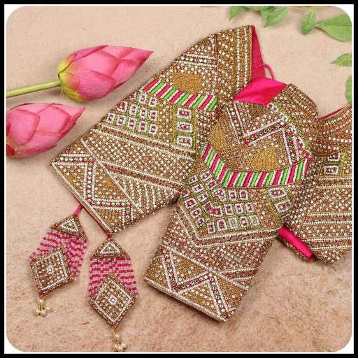 Pink Geomentric zaricone Design Stitching