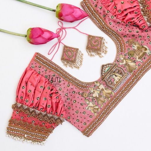 Pink Palanquin Bridal blouse Stitching