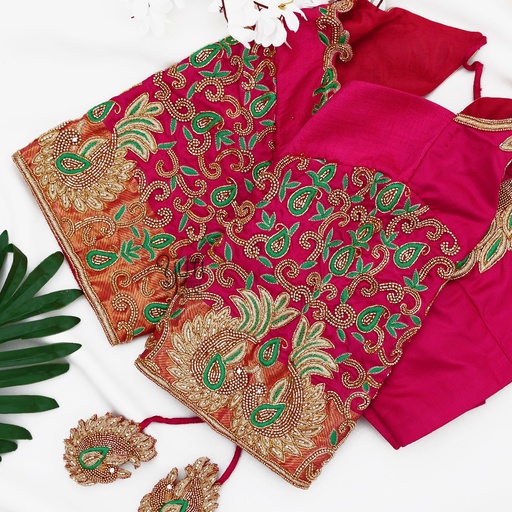 Pink Peacock Bridal blouse Stitching