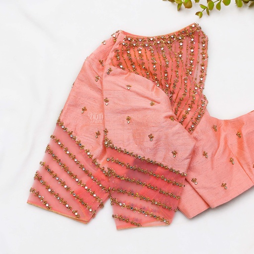 Pink Rose embroidery bridal blouse Stitching