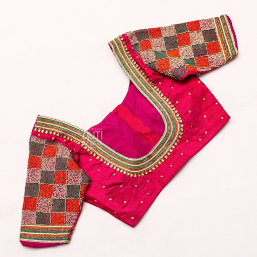 Pink With Pattern Combination Blouse Design | SIZE 34 (adjustable up to 30 - 36) Stitching