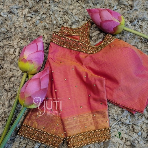 Pink bead work design Stitching