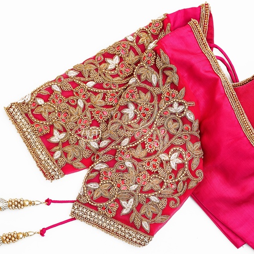 Pink cutwork floral design Stitching