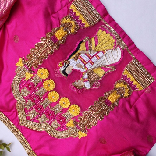 Pink hand embroidery bridal blouse Stitching