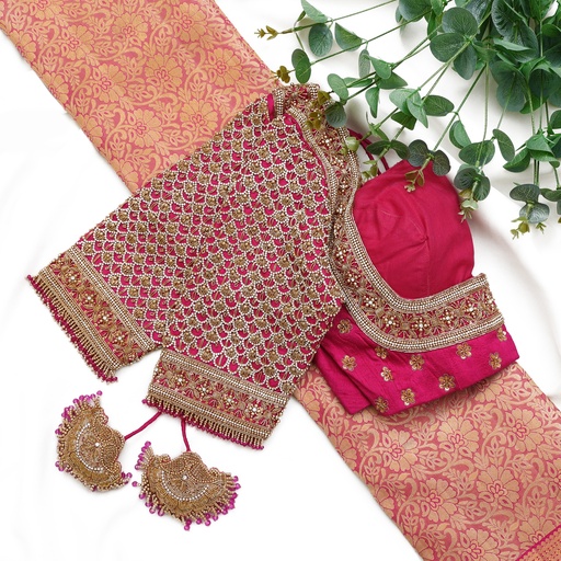 Pink scallop bridal blouse Stitching