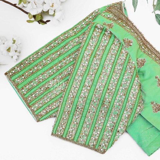 Pistha green vertical line bridal design Stitching