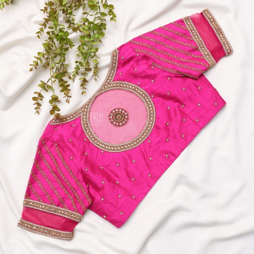 Pretty in pink . Rocking this stylish circular design blouse Stitching