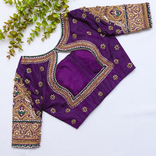 Purple Bridal Blouse Stitching