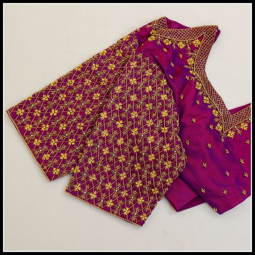 Purple Checked Design Stitching