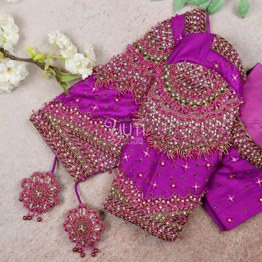 Purple crystal Navratna design  Stitching