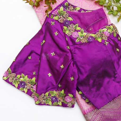 Purple embroidery bridal blouse Stitching