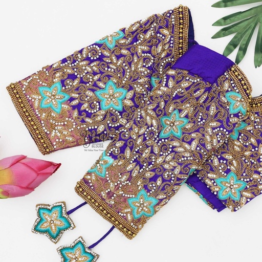 Purple floral bridal blouse Stitching