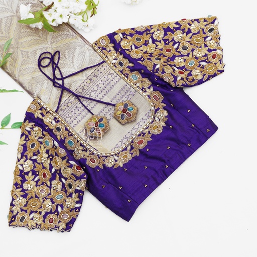 Purple gemstone bridal blouse Stitching