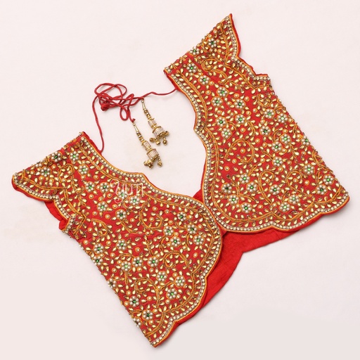 Red Beads Embroidered Butterfly Blouse | SIZE 40 (adjustable up to 36 - 42) Stitching