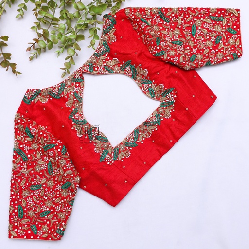 Red Creeper Bridal Blouse Stitching