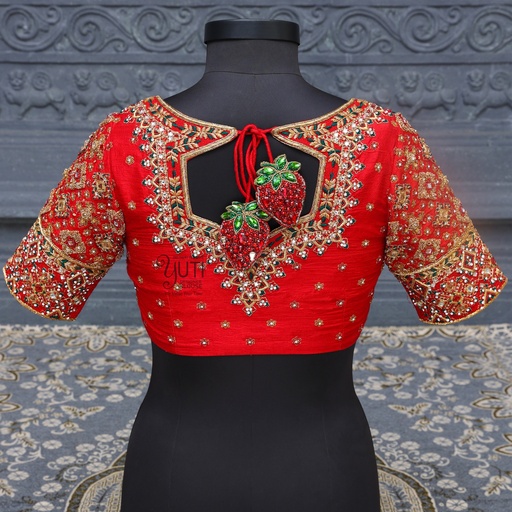 Red Diamond Motif Design Stitching