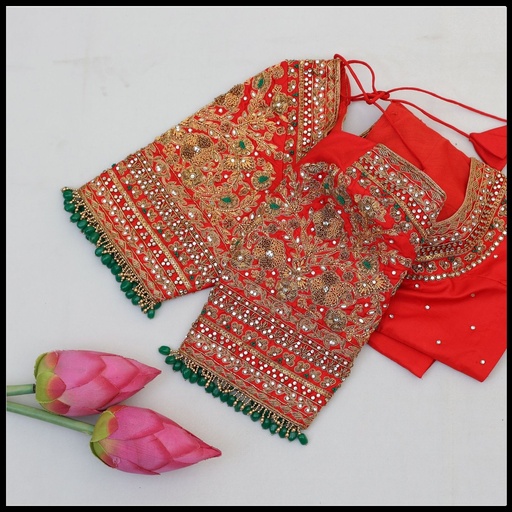 Red Floral Design Stitching